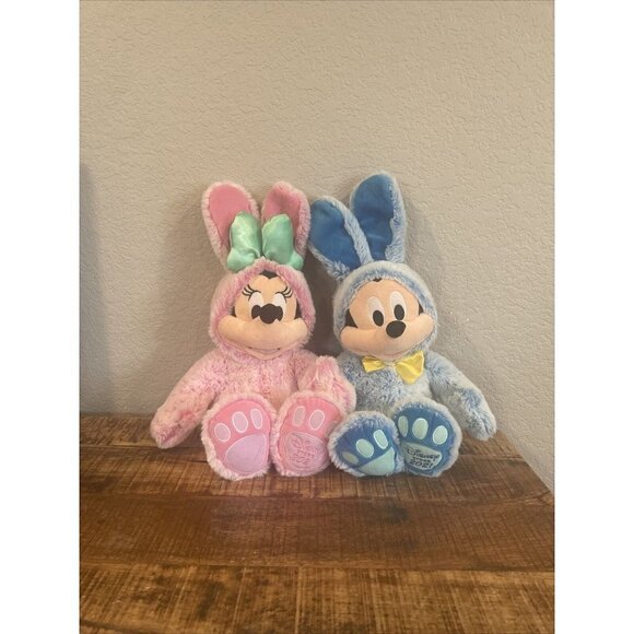 Disney Store Mickey & Minnie Mouse Bunny Easter 2021 Soft Plush Lot Set Of 2 - Picture 2 of 12